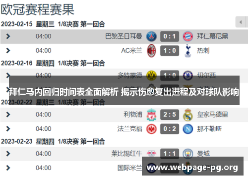 拜仁马内回归时间表全面解析 揭示伤愈复出进程及对球队影响 拜仁马内回归时间表全面解析 揭示伤愈复出进程及对球队影响